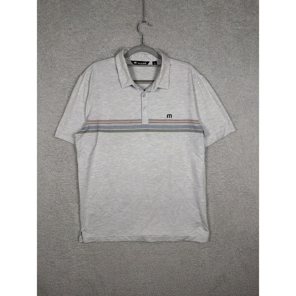 Travis Mathew Other - Travis Mathew Polo Shirt Men's Size L Gray Striped Stretch‎ Short Sleeve Golf